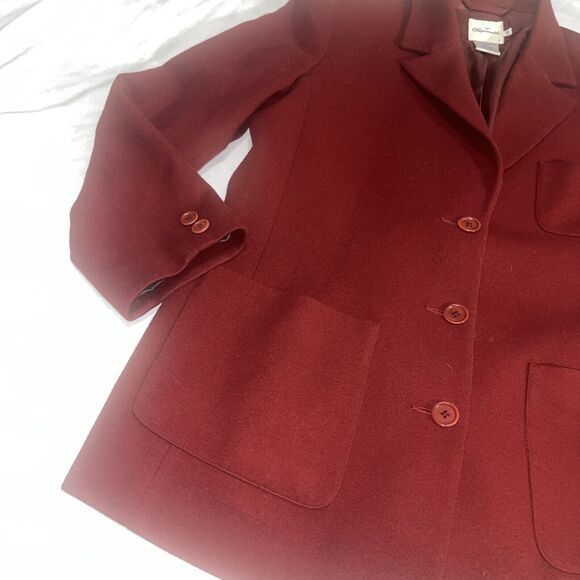 Women’s Faconnable 100% Wool Maroon Coat Sz M Medium W Flaws - Picture 3 of 16